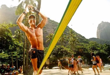 ซื้อ โพลีเอสเตอร์ Webbing Slackline เดินเชือกสีเหลืองด้วยโลโก้ที่กำหนดเอง online manufacture