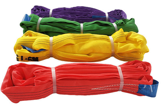 ซื้อ โพลีเอสเตอร์อ่อนนุ่ม สลิงกลมไม่สิ้นสุด โพลีเอสเตอร์ Webbing Sling สําหรับการยก online manufacture