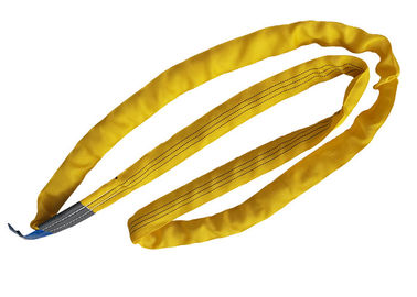 ซื้อ Spanset โพลีเอสเตอร์ 100% ทรงกลมคู่ตารูปร่างแบนสีเหลืองรับรอง ISO online manufacture