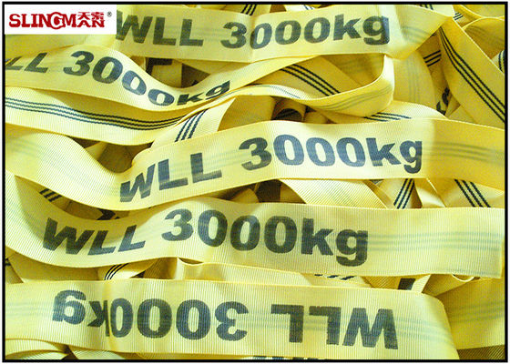 ซื้อ EN1492-2 สลิปยกโพลีเอสเตอร์นุ่ม, สายรัดยก 3 Ton สีเหลืองแบบไม่มีรอยต่อ online manufacture