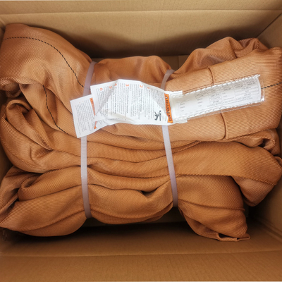 ซื้อ สลิงกลมโพลีเอสเตอร์สีน้ำตาลสำหรับงานหนักแนวตั้ง 54000 LBS online manufacture