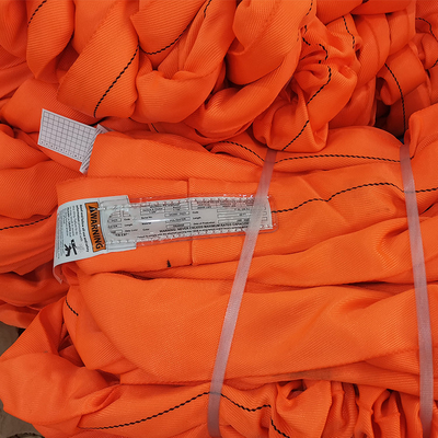 Jacket Twill Weave Polyester Round Sling Endless Orange Color Vertical 40000 LBS