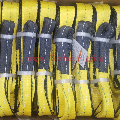 9800 #/inch 2Ply Twisted Eyes polyester web sling have Black Edge treated on both sides/ carry, lift, tow or pull loads